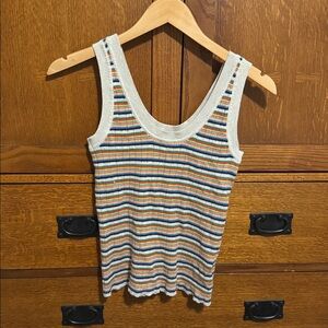 Madewell Cream and Multicolor Striped Tank Top